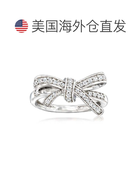 自营 925 纯银 Ross-Simons 钻石蝴蝶结戒指 - 白色 美国奥莱直发