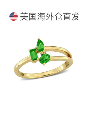 自营Mimi & Max Multi-Gem Three Stone Split Shank Ring Sterli