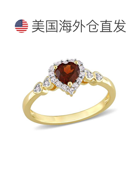 自营 mimi & max5/8 克拉 TGW 心形石榴石和钻石口音光环承诺戒指