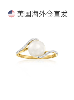 自营Ross-Simons 8-8.5mm Cultured Pearl Ring With Diamonds in