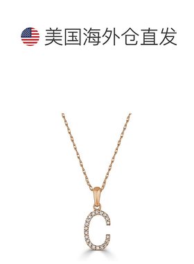自营 sabrina14k 玫瑰金和钻石初始项链 - 玫瑰 c 美国奥莱直发