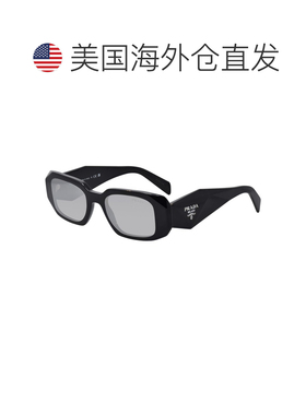 自营Prada PR 17WS 1AB2B0 49mm女士矩形太阳镜-黑色 美国奥莱直