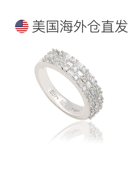 自营Suzy Levian 纯银白色方晶锆石戒指 - 白色 美国奥莱直发