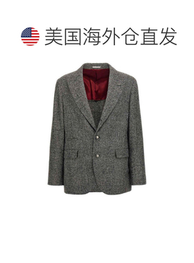 自营Brunello Cucinelli Leather Men's Blazer - gray 美国奥莱