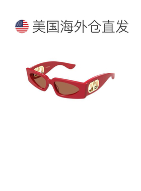 自营valentino金色红色Vg0001s醋酸纤维矩形太阳镜-红色 美国奥莱