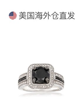 自营 925 纯银 Ross-Simons 黑白钻石戒指 - 白色 美国奥莱直发