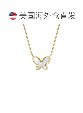 自营genevive14k 镀金纯银带珍珠母蝴蝶分层项链 - 黄色 美国奥莱