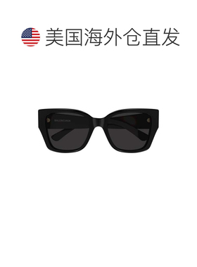 自营balenciaga大方形太阳眼镜，光面装饰和金色装饰-黑色 美国奥