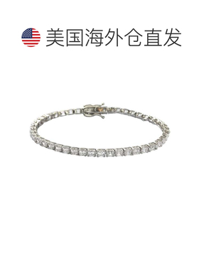自营Suzy Levian 纯银 Assher 切割白色立方氧化锆网球手链 - 白