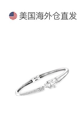 自营 Ross-Simons White and Black Diamond Panther Bangle Brac