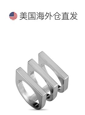 自营 Georg Jensen Aria 银色扁平三环戒指 - 多色 美国奥莱直发