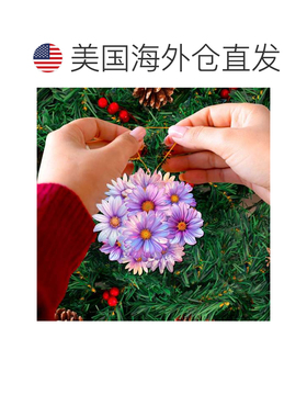 自营2 件套 - G. Debrekht 紫色花朵木制圣诞装饰品 - 多色 美国