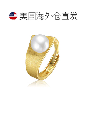 自营geneviveGa 纯银镀金淡水珍珠线性可调节戒指 - 金色 美国奥