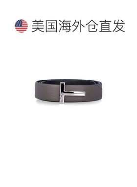 自营tom ford蓝色粒面皮革双面皮带-灰色 美国奥莱直发