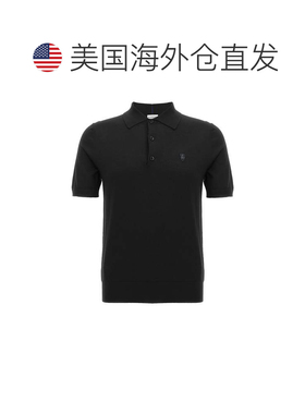 自营Burberry Men's Wool Polo Shirt - black 美国奥莱直发