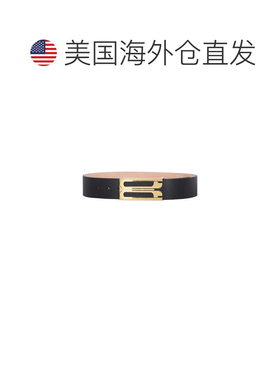 自营victoria beckham黑色巨型框架鳄鱼纹压花皮革腰带-黑色 美