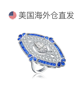 自营 GENEVIVE 纯银蓝宝石立方氧化锆 Coctail 戒指 - 蓝色 美国