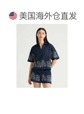自营NVLT Women’s Embroidery Shirt - navy/white 美国奥莱直发