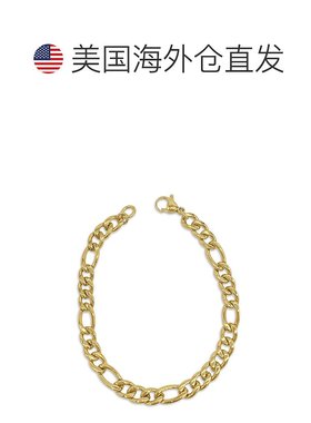 自营 Adornia 7mm Figaro Chain Bracelet gold 9