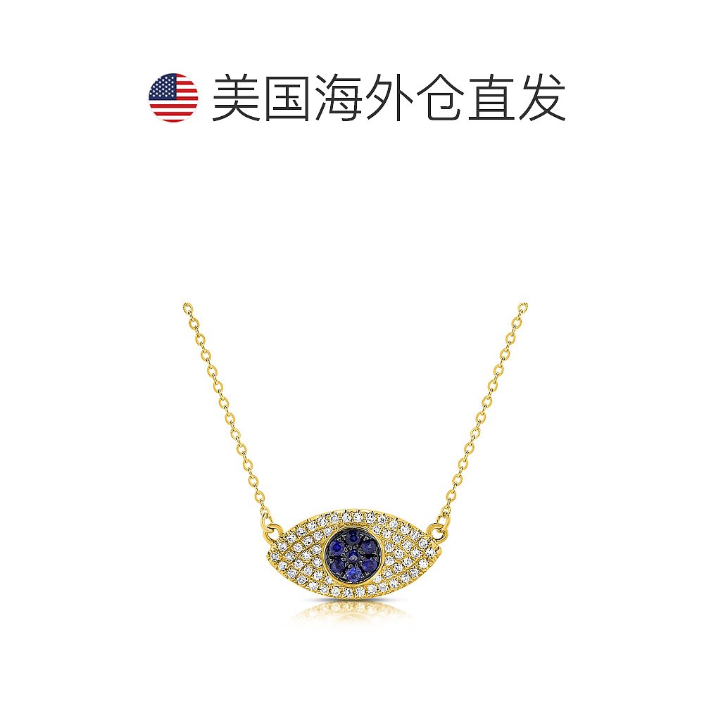 sabrina14k Gold& Diamond Evil Eye Necklace- yellow【美国-图1