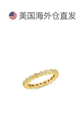自营 sterling forever纯银方晶锆石包边戒指 - 金 美国奥莱直发