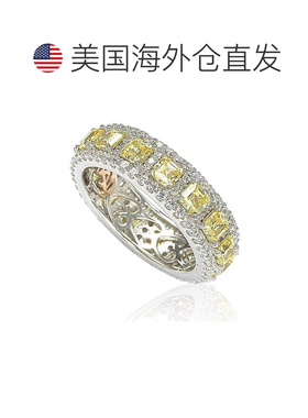 自营 Suzy Levian 纯银立方氧化锆黄色和白色现代永恒戒指 - 黄色
