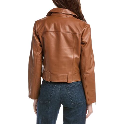 自营Sam Edelman Leather Moto Jacket - brown 美国奥莱直发皮衣 - 图2