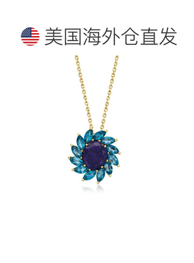 自营ross-simonsRoss Simons蓝宝石和伦敦蓝黄玉花吊坠项链，18K-