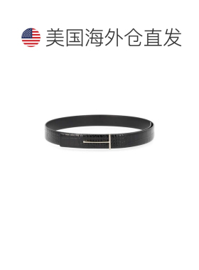 自营tom ford鳄鱼纹理简约带扣皮革腰带-黑色 美国奥莱直发皮带