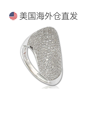 自营Suzy Levian 纯银密镶方晶锆石对角密镶戒指 - 白色 美国奥莱