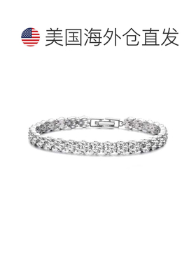 自营GENEVIVE 纯银立方氧化锆三排水平手链 - 银白色 美国奥莱直