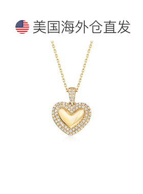 自营Ross-Simons 14 克拉黄金钻石心形吊坠项链 - 18 英寸 美国奥