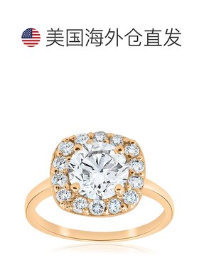 自营 pompeii3pompeii 32cttw 钻石垫形光环订婚戒指 14k 黄金 14