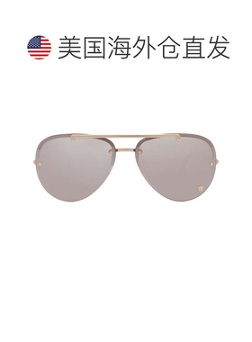 自营Versace Light Grey Silver Mirror Pilot Ladies Sunglasses