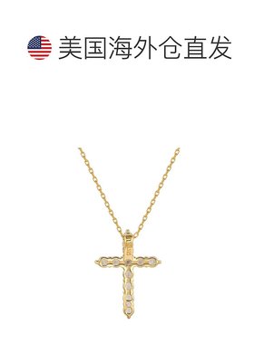 自营Suzy Levian 金色纯银方晶锆石十字架吊坠 - 黄色 【美国奥莱
