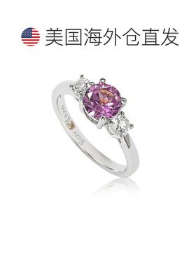 自营Suzy Levian 纯银粉色蓝宝石和钻石装饰订婚戒指 - 粉红色 美