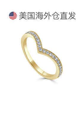 自营sabrina14K Yellow Gold Diamond V Band - yellow gold 美国