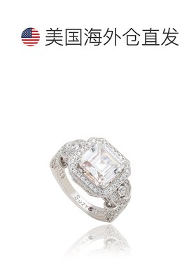 自营Suzy Levian Sterling Silver White Assher Cubic Zirconia