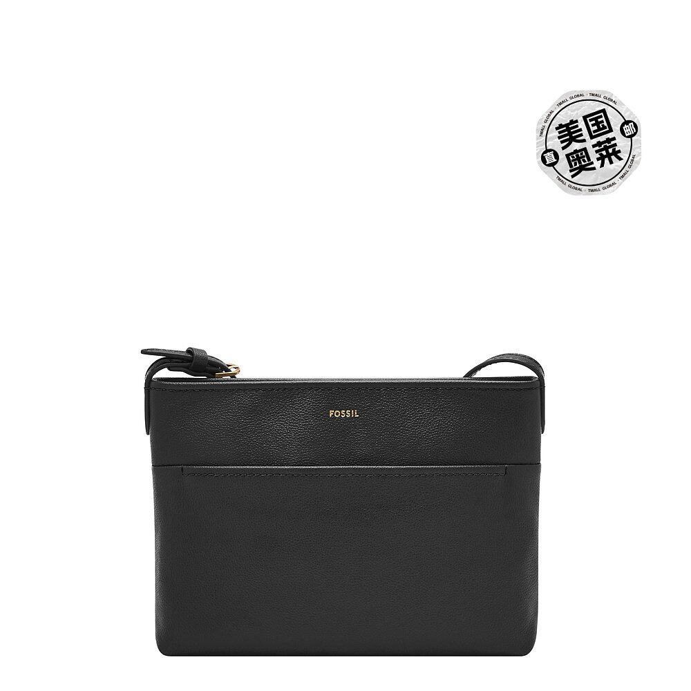 自营 Fossil 女士 Phoebe 皮革小号斜挎包 - 黑色 美国奥莱直发 - 图0
