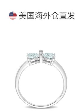 美国直邮julianna b 女士 戒指蓝宝石蝴蝶钻石海蓝宝心形蝴蝶结