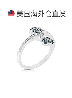 自营vir jewels1/5 克拉蓝色钻石戒指时尚圆形 10K 白金 - 白色