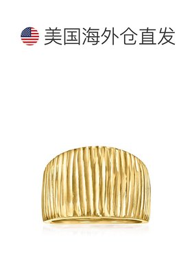 自营 Ross-Simons 意大利 18kt 黄金罗纹圆顶戒指 - 黄色 美国奥