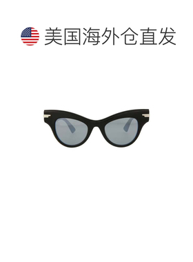 自营bottega veneta猫眼框架醋酸纤维太阳眼镜-黑色黑色银色 美国