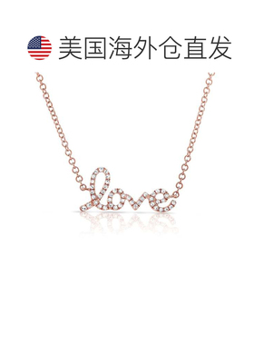 自营 sabrina14k 金 & 钻石 Script Love 项链 - 玫瑰色 美国奥莱