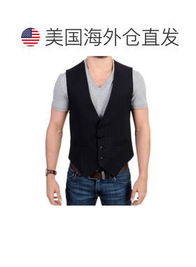 自营Costume National striped cotton casual Men's vest - blac