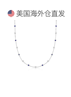自营 925 纯银 Ross-Simons CZ 和模拟蓝宝石站项链 - 36 英寸 美