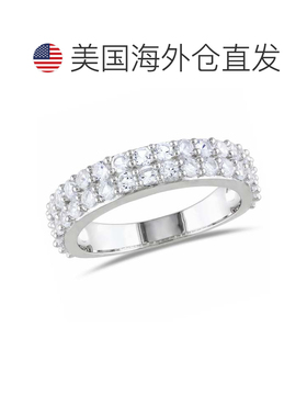 自营925 纯银 Mimi & Max 1 7/8 克拉 TGW 打造白色蓝宝石双排戒