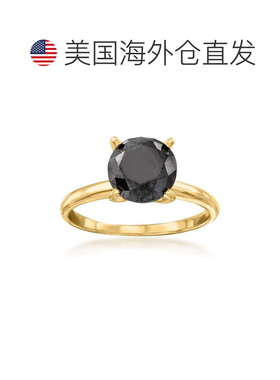 自营 Ross-Simons 14 克拉黄金黑钻单石戒指 - 白色 美国奥莱直发