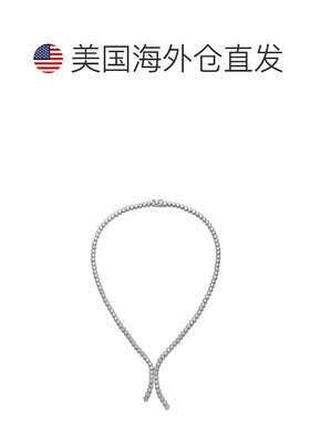 自营 GENEVIVE 纯银透明圆形立方氧化锆包边镶项链 - 银白色 美国