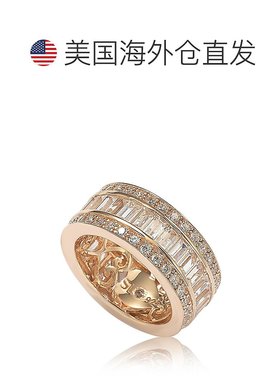 自营 Suzy Levian Rose 纯银立方氧化锆白色长方形现代永恒戒指 -